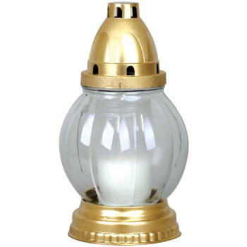 Grave lantern Grave, clear glass, gold, 18 h, 60 g, height 20 cm, for the grave Grave lantern Grave, clear glass, gold, 18 h, 60 g, height 20 cm, for the grave