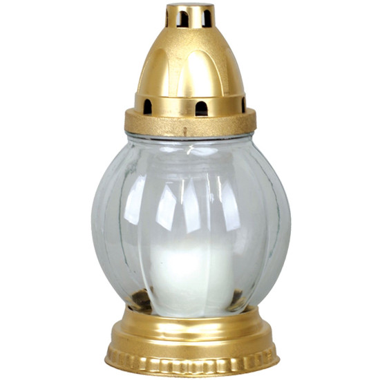 Grave lantern Grave, clear glass, gold, 18 h, 60 g, height 20 cm, for the grave Grave lantern Grave, clear glass, gold, 18 h, 60 g, height 20 cm, for the grave