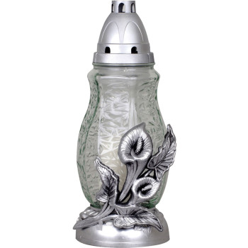 Kapu laterna, ar kallalilijām, zelta/sudraba krāsas maisījums, 40 h, 110 g, augstums 28 cm, kapam Kapu laterna, ar kallalilijām, zelta/sudraba krāsas maisījums, 40 h, 110 g, augstums 28 cm, kapam