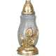 Grave lantern, with calla lilies, gold/silver color mix, 40 h, 110 g, height 28 cm, for the grave Grave lantern, with calla lilies, gold/silver color mix, 40 h, 110 g, height 28 cm, for the grave