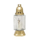 Cross burner, clear glass, 28 h, 25.5 cm, gold-plated, for grave, mix of patterns Cross burner, clear glass, 28 h, 25.5 cm, gold-plated, for grave, mix of patterns