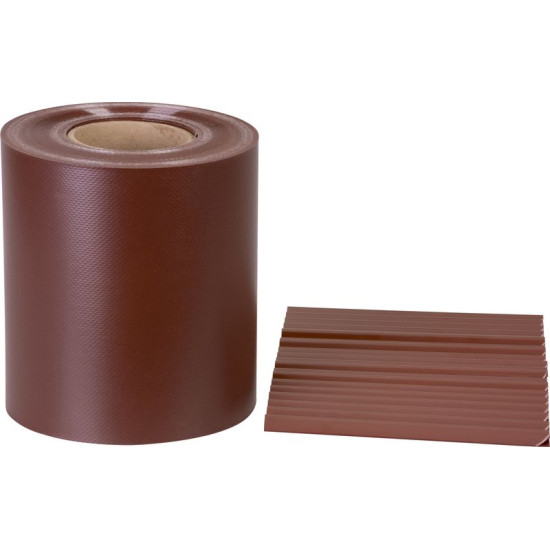 Лента Strend Pro EUROSTANDARD, 190 мм, L-35 м, экранирующая, махагоново-коричневая, покрывающая, для панелей забора, с 20 клипсами, 630 г/м2, ПВХ, RAL8016