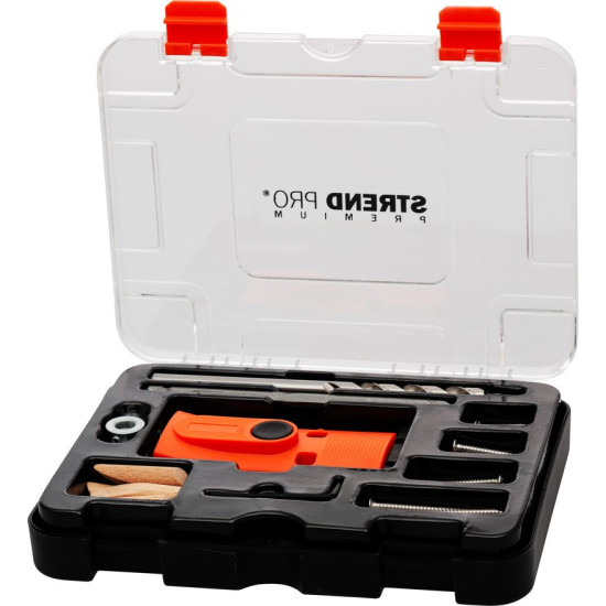Strend Pro Premium set, for drilling holes for angled dowel joints, for carpenters, 55 pcs.