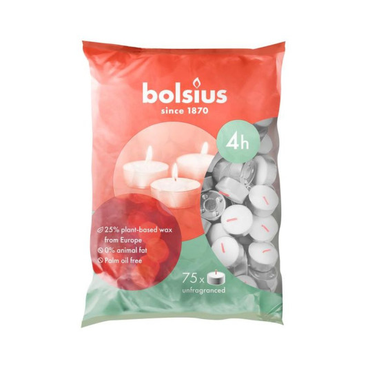 Bolsius candle, tea, 4 hours, white, pack. 75 pcs