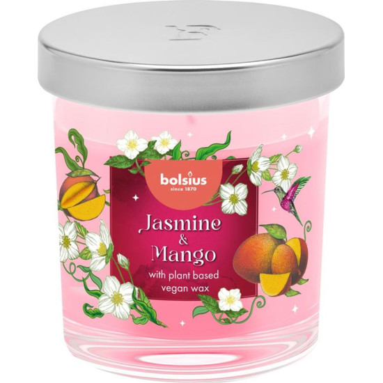 Bolsius Floral Fusion Jasmine and Mango candle, scented, 80/72 mm, in glass