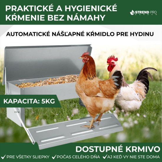 Strend Pro mājputnu barotava, automātiska, ar kāju darbināma, maks. 5 kg