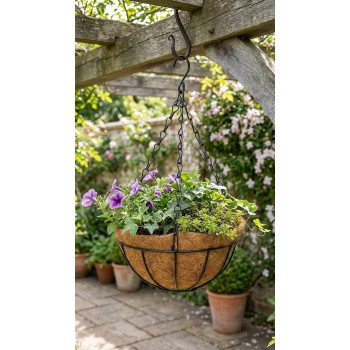 Strend Pro Hanger, Подвесное кашпо для цветов, сталь/кокос, с цепью и крючком, 20 см Strend Pro Hanger, Подвесное кашпо для цветов, сталь/кокос, с цепью и крючком, 20 см