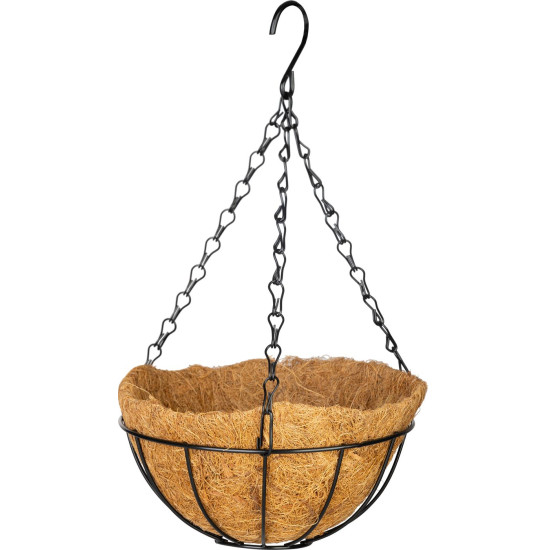 Strend Pro Hanger, Подвесное кашпо для цветов, сталь/кокос, с цепью и крючком, 20 см Strend Pro Hanger, Подвесное кашпо для цветов, сталь/кокос, с цепью и крючком, 20 см
