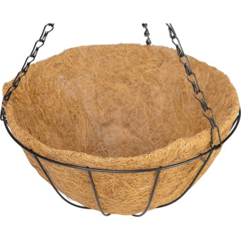 Strend Pro Hanger, Подвесное кашпо для цветов, сталь/кокос, с цепью и крючком, 30 см