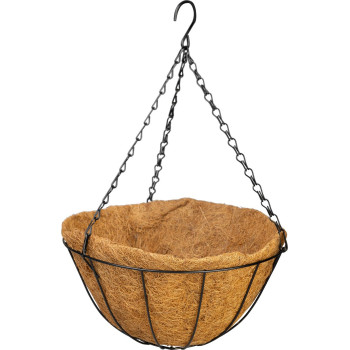Strend Pro Hanger, Подвесное кашпо для цветов, сталь/кокос, с цепью и крючком, 30 см