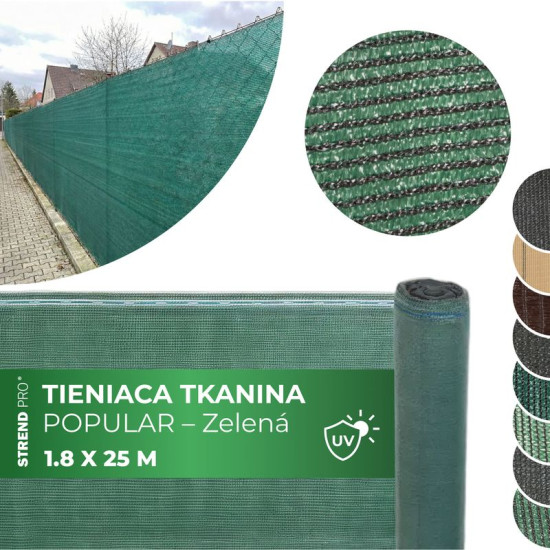 POPULAR.NET Ткань затеняющая 1,8x25 м, HDPE, УФ, 150 г/м2, 90% зеленый