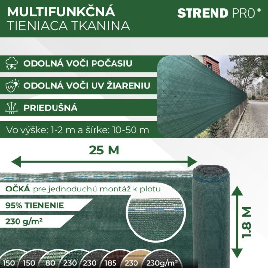 PRIVAT.NET Ткань затеняющая 1,8x25 м, сетка, HDPE, УФ, 230 г/м2, 95% зеленый