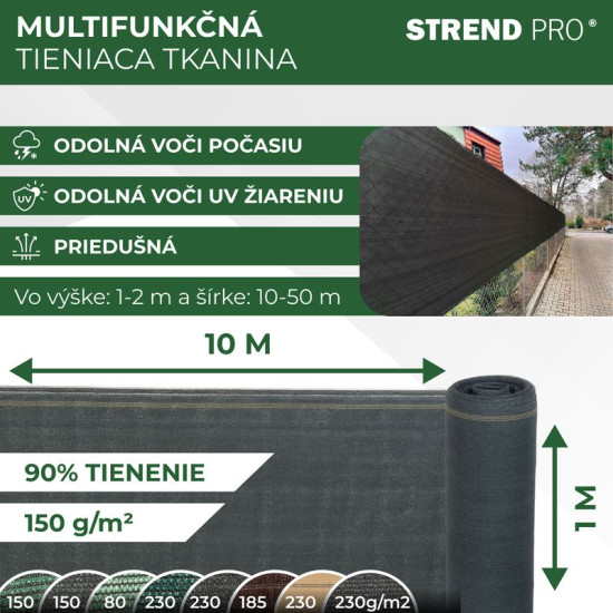 POPULAR.NET Ткань затеняющая 1x10 м, HDPE, УФ, 150 г/м2, 90% антрацит