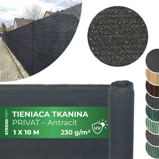 Privat.net 1x10 M Fabric, Network, HDPE, UV, 230 г/м2, 95% антрацит