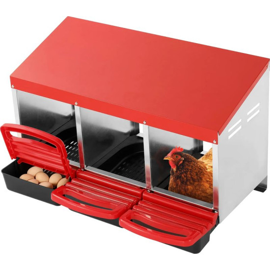Nesting Box Strend Pro, for poultry, 3-compartment, metal, 79.6x47.5x52.5 cm, for 3 hens