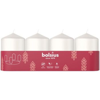 Bolsius Pillar Adventes sveces, baltas, 60x40 mm, iepakojums. 4 gab Bolsius Pillar Adventes sveces, baltas, 60x40 mm, iepakojums. 4 gab