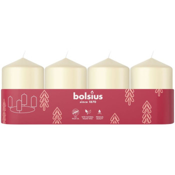 Bolsius Pillar Adventes sveces, krēms, 60x40 mm, iepakojums. 4 gab Bolsius Pillar Adventes sveces, krēms, 60x40 mm, iepakojums. 4 gab
