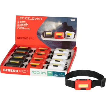 Headlamp Strend Pro Headlight, COB LED, 3xAAA, 6x4x1.8 cm, mix of colors (black, white, red), Sellbox 12 pcs