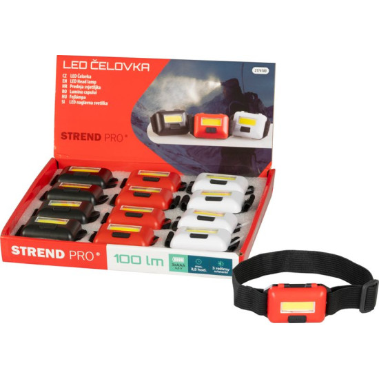 Headlamp Strend Pro Headlight, COB LED, 3xAAA, 6x4x1.8 cm, mix of colors (black, white, red), Sellbox 12 pcs Headlamp Strend Pro Headlight, COB LED, 3xAAA, 6x4x1.8 cm, mix of colors (black, white, red), Sellbox 12 pcs