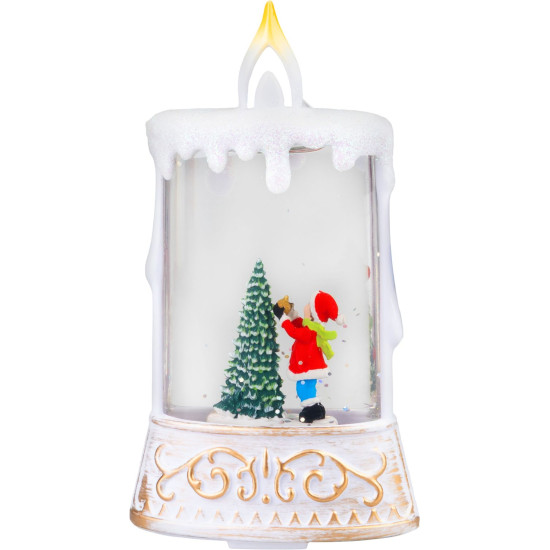 MagicHome Christmas Lantern, Santa Claus with Tree, Plastic, 1xLED Warm White, 8x4x15 cm, 2xAAA