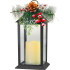 MagicHome Ziemassvētku laterna, ar zariem, plastmasa, melna, 1xLED dzeltena, 14x14x32.2 cm, 3xAAA, kustīga liesma