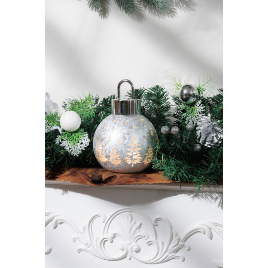 MagicHome Christmas Ball, Glass, Silver, 10xLED Warm White, 12x12x18 cm, 2xAA MagicHome Christmas Ball, Glass, Silver, 10xLED Warm White, 12x12x18 cm, 2xAA