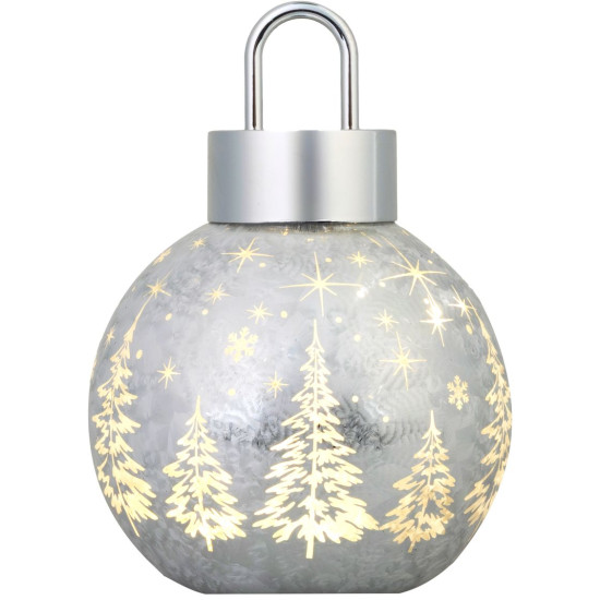 MagicHome Christmas Ball, Glass, Silver, 10xLED Warm White, 12x12x18 cm, 2xAA MagicHome Christmas Ball, Glass, Silver, 10xLED Warm White, 12x12x18 cm, 2xAA