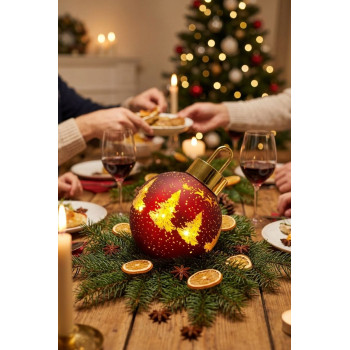 MagicHome Christmas Ball, Glass, Red, 10xLED Warm White, 12x12x18 cm, 2xAA MagicHome Christmas Ball, Glass, Red, 10xLED Warm White, 12x12x18 cm, 2xAA
