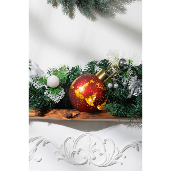 MagicHome Christmas Ball, Glass, Red, 10xLED Warm White, 12x12x18 cm, 2xAA MagicHome Christmas Ball, Glass, Red, 10xLED Warm White, 12x12x18 cm, 2xAA