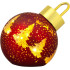 MagicHome Christmas Ball, Glass, Red, 10xLED Warm White, 12x12x18 cm, 2xAA