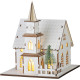 MagicHome Christmas decoration, church, wood, 6xLED warm white, 15x17x18.5 cm, 2xAAA MagicHome Christmas decoration, church, wood, 6xLED warm white, 15x17x18.5 cm, 2xAAA
