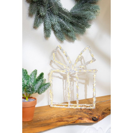 MagicHome Christmas decoration, gift, acrylic, 80xLED warm white, 21x5x28 cm, 2xAA MagicHome Christmas decoration, gift, acrylic, 80xLED warm white, 21x5x28 cm, 2xAA
