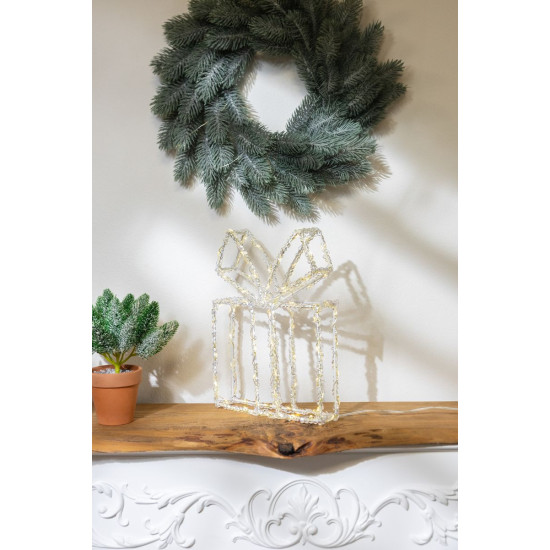 MagicHome Christmas decoration, gift, acrylic, 80xLED warm white, 21x5x28 cm, 2xAA MagicHome Christmas decoration, gift, acrylic, 80xLED warm white, 21x5x28 cm, 2xAA