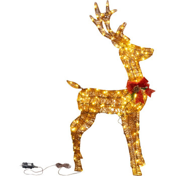 MagicHome Christmas Decoration, Deer, Metal/Twine, Timer, 230xLED Warm White, 1.2 m