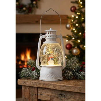 MagicHome Christmas lantern, snowman, plastic, 1xLED warm white, 12x10x20.5 cm, 3xAA