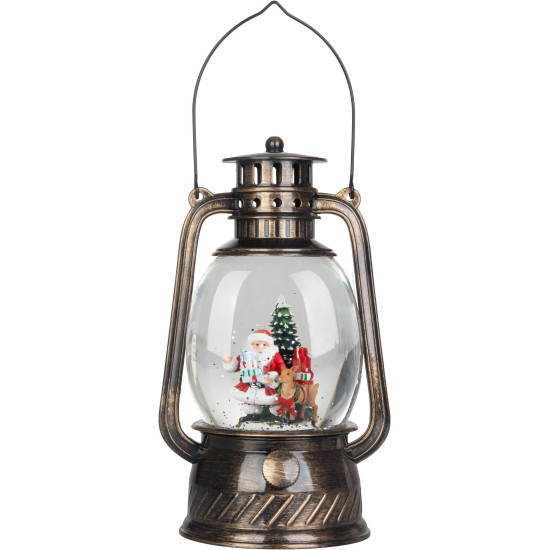 MagicHome Christmas lantern, santa, plastic, black, 1xLED warm white, 12x10x20.5 cm, 3xAA