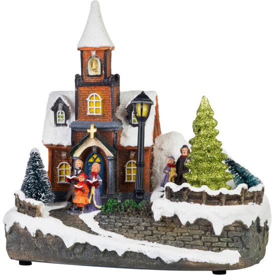 MagicHome Christmas decoration, church, plastic, 1xLED warm white, 21x14.5x20.8 cm, 3xAA MagicHome Christmas decoration, church, plastic, 1xLED warm white, 21x14.5x20.8 cm, 3xAA