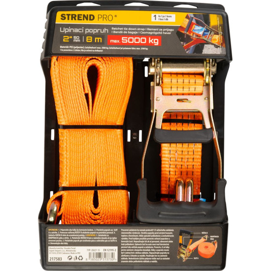 Стяжка Strend Pro TRS-501, ремень с храповым механизмом, 50 мм, L-8 м, макс. 5000 кг