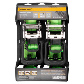 Стяжка Strend Pro TRS-706, ремень с храповым механизмом, 50 мм, L-6 м, макс. 960 кг, 2 шт.
