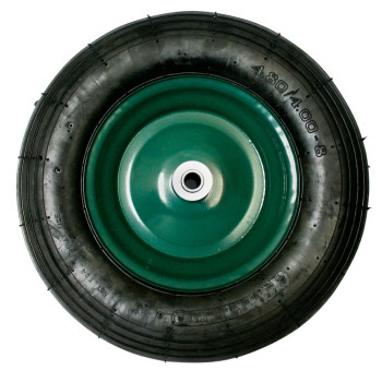 Inflatable wheel for wheelbarrow