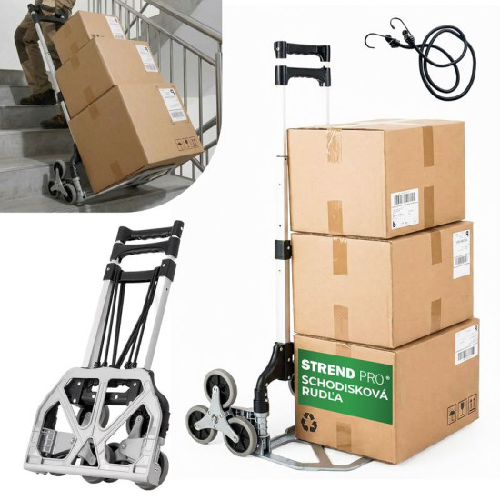 Rokas kravas automašīna Strend Pro, transporta ratiņi, saliekamā kāpšana pa kāpnēm, teleskopiska, maks. 80 kg