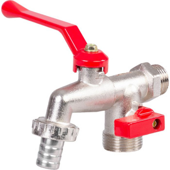 Кран для воды Strend Pro, 3/4"-3/4"-1/2", двойной, садовый Кран для воды Strend Pro, 3/4"-3/4"-1/2", двойной, садовый