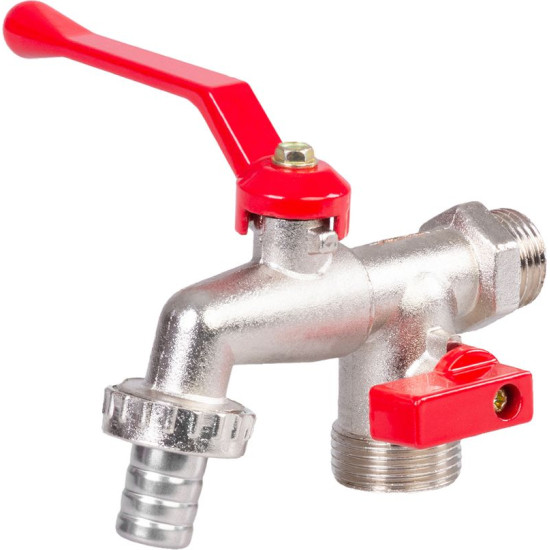 Кран для воды Strend Pro, 3/4"-3/4"-1/2", двойной, садовый