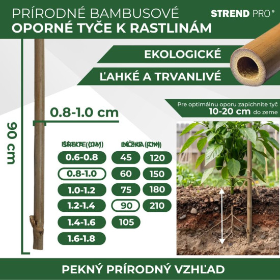 Auga atbalsts KBT 0900/08-10 mm, 10 gab, bambuss, augu atbalstam