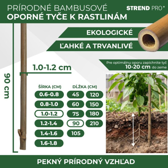 Auga atbalsts KBT 0900/10-12 mm, 10 gab, bambuss, augu atbalstam