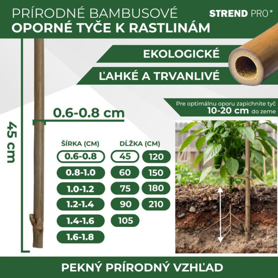 Auga atbalsts KBT 0450/06-08 mm, 10 gab, bambuss