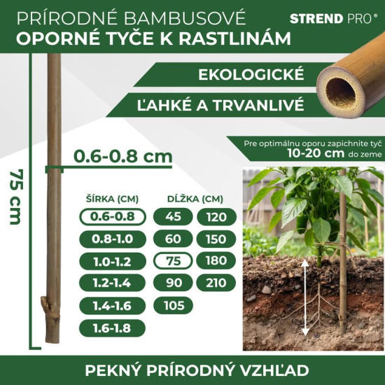 Auga atbalsts KBT 0750/06-08 mm, 10 gab, bambuss