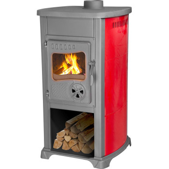 Печь Bella Thalia, красная, 5,4 кВт, 102 см, чугун/шамот