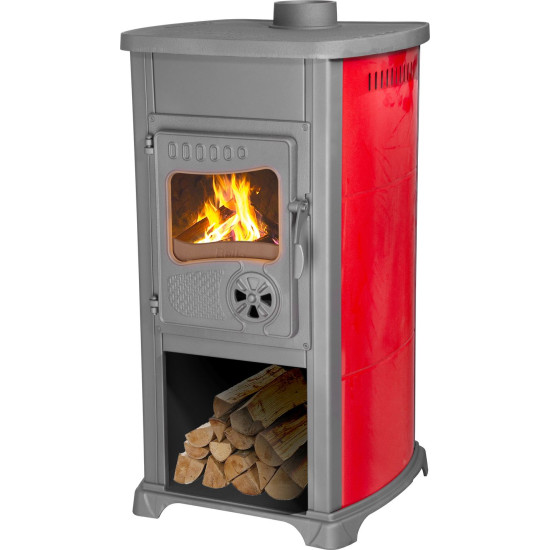 Plīts Bella Thalia, sarkans, 5,4 kW, 120 cm, čuguns/šamots Plīts Bella Thalia, sarkans, 5,4 kW, 120 cm, čuguns/šamots