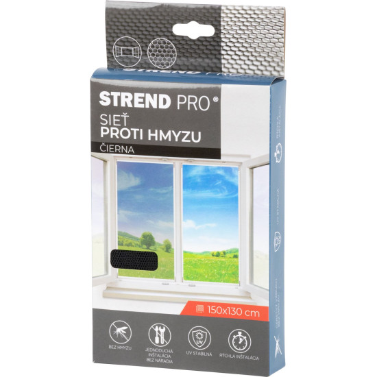 FlyScreen2 net 150x130 cm, against insects and mosquitoes, for window, black PE